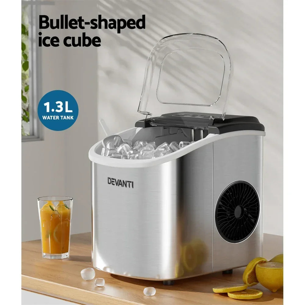 Devanti 12kg Ice Maker Machine w/Self Cleaning Silver - Flea Market
