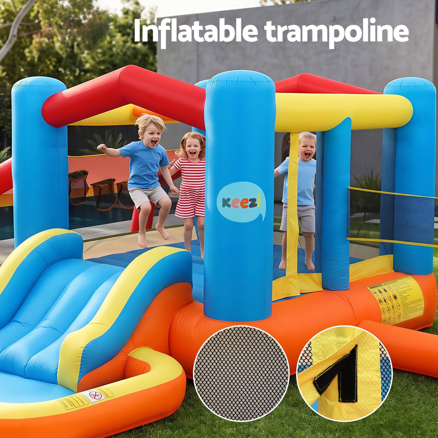 Keezi 8-in-1 Kids Inflatable Play Centre Bounce House Slide Ball Pit Basketball Football Volleyball