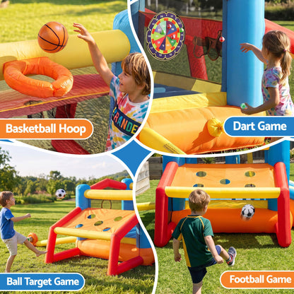 Keezi 8-in-1 Kids Inflatable Play Centre Bounce House Slide Ball Pit Basketball Football Volleyball
