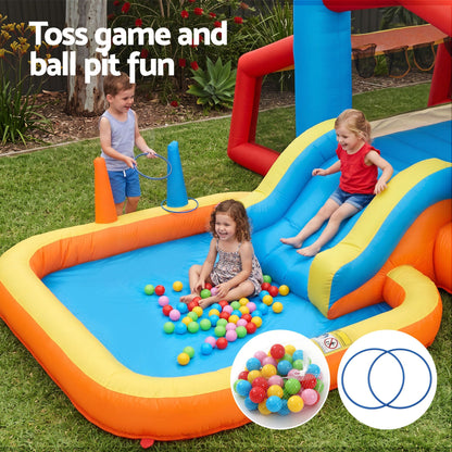 Keezi 8-in-1 Kids Inflatable Play Centre Bounce House Slide Ball Pit Basketball Football Volleyball