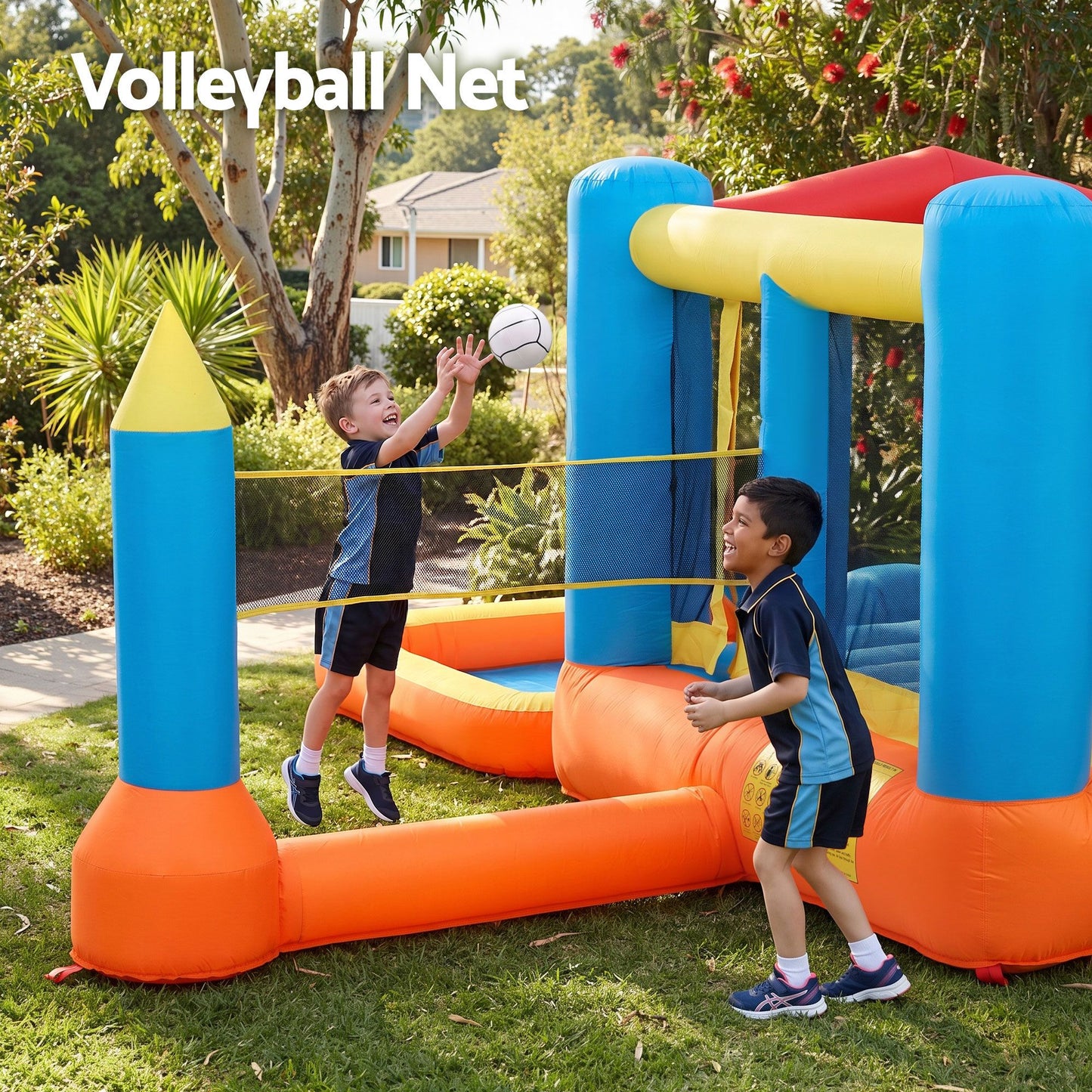 Keezi 8-in-1 Kids Inflatable Play Centre Bounce House Slide Ball Pit Basketball Football Volleyball