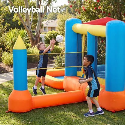 Keezi 8-in-1 Kids Inflatable Play Centre Bounce House Slide Ball Pit Basketball Football Volleyball