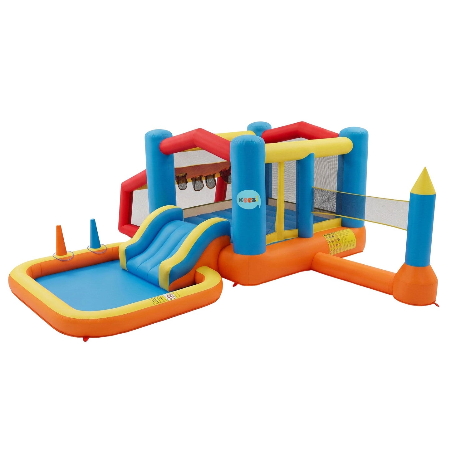 Keezi 8-in-1 Kids Inflatable Play Centre Bounce House Slide Ball Pit Basketball Football Volleyball