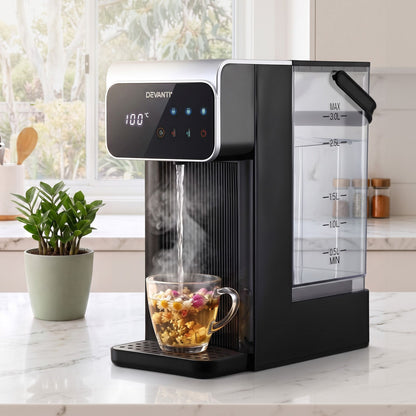Devanti 3L instant hot water dispenser in black and silver