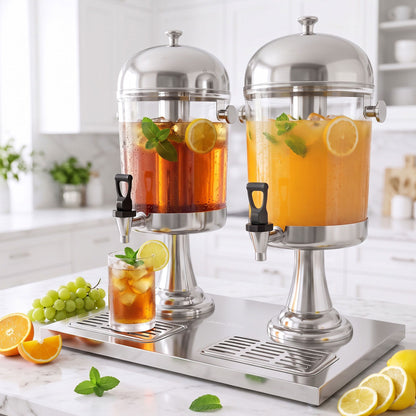 5-Star Chef 16L Dual Tank Beverage Dispenser with Ice Tubes