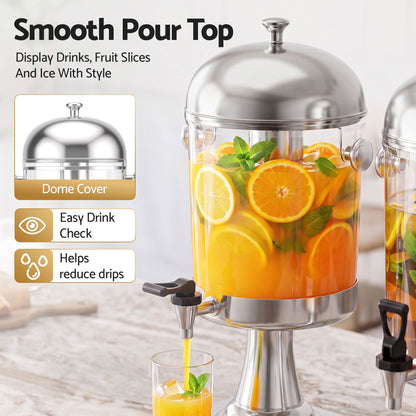 5-Star Chef 16L Dual Tank Beverage Dispenser with Ice Tubes