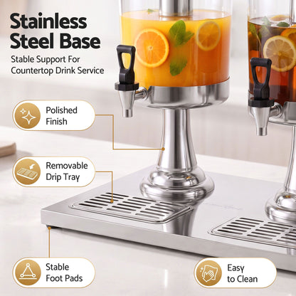 5-Star Chef 16L Dual Tank Beverage Dispenser with Ice Tubes