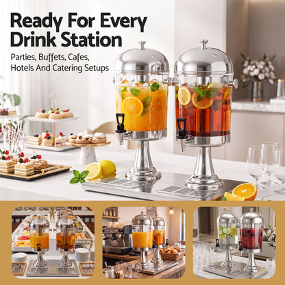 5-Star Chef 16L Dual Tank Beverage Dispenser with Ice Tubes