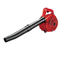 Red handheld leaf blower with black nozzle, ideal for outdoor yard cleanup