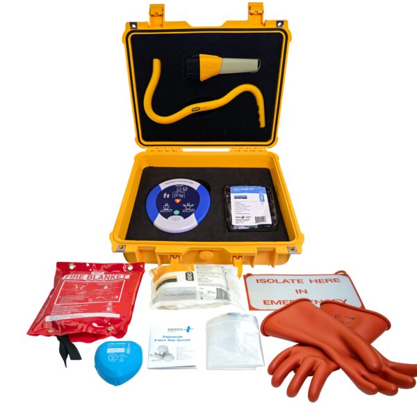 Insulated gloves rated to 1000V size 11 and AERORESCUE 15kV low voltage rescue hook