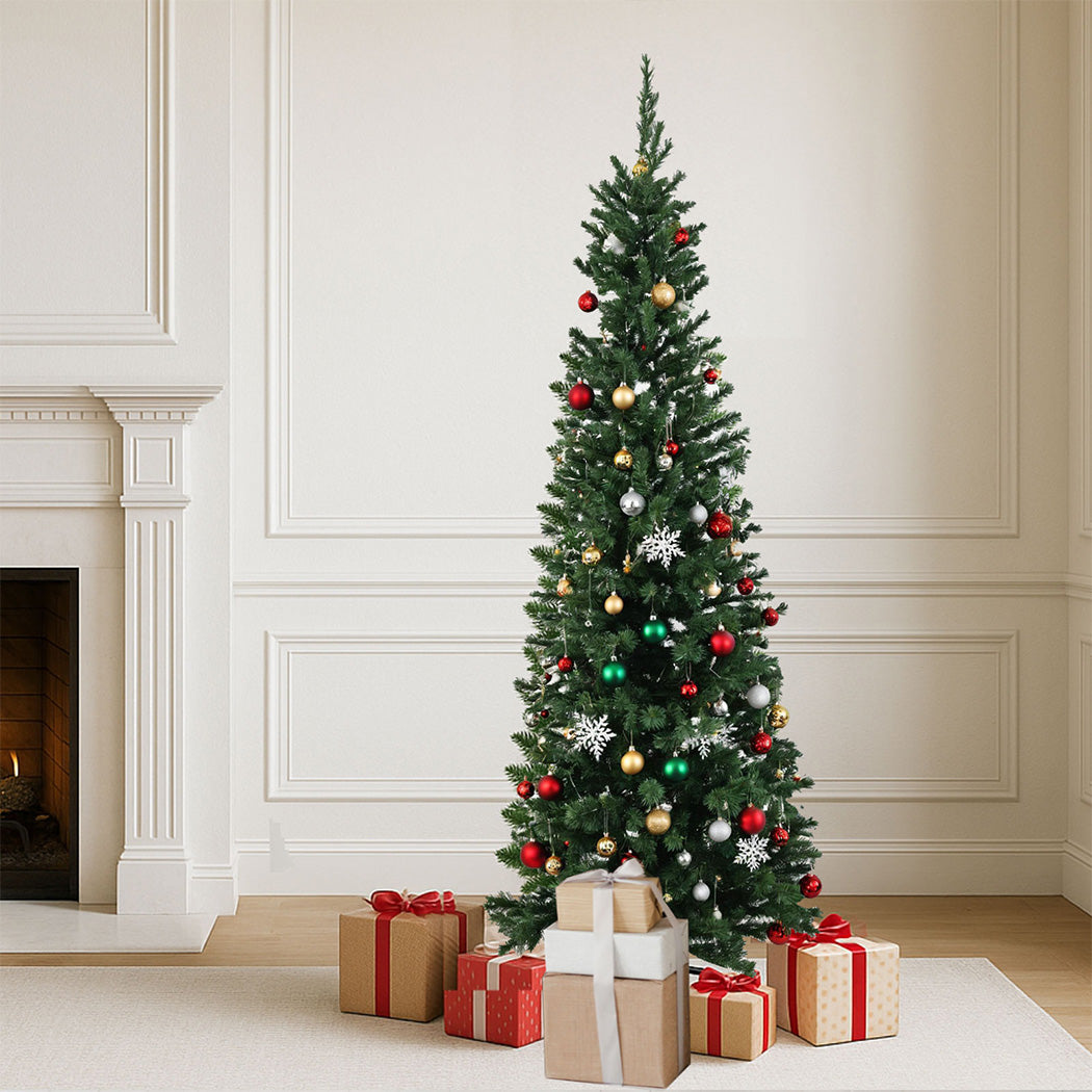 Santaco 1.5m Pencil Christmas Tree 350 Tips Slim Artificial Green