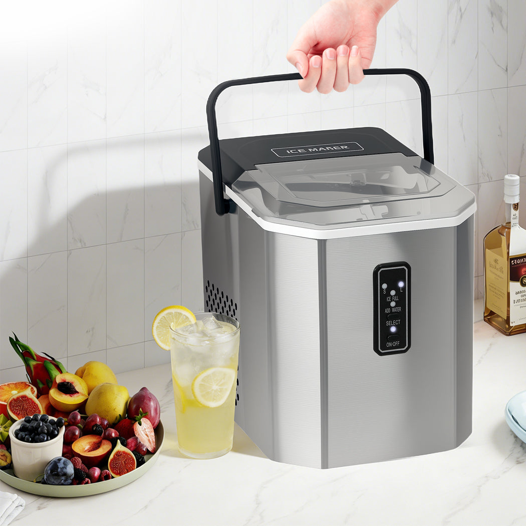 Spector Portable Ice Maker 12kg Countertop Bullet Ice Machine Silver