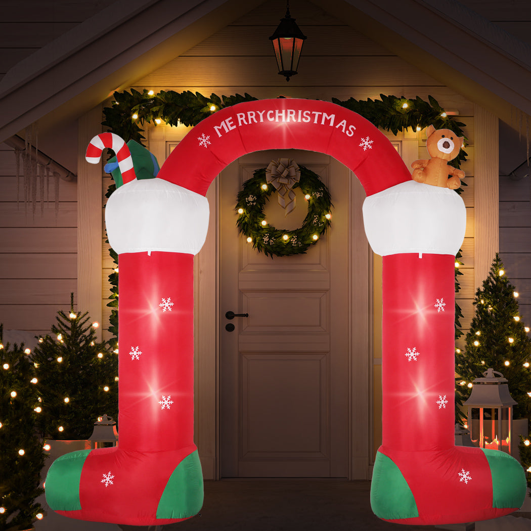 Santaco Christmas Inflatable Stocking 3m LED Outdoor Decoration