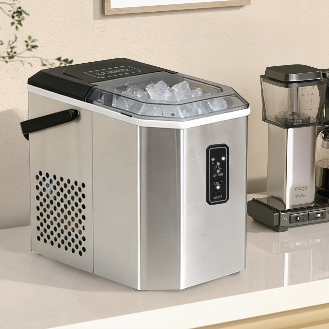 Spector Portable Ice Maker 12kg Countertop Bullet Ice Machine Silver