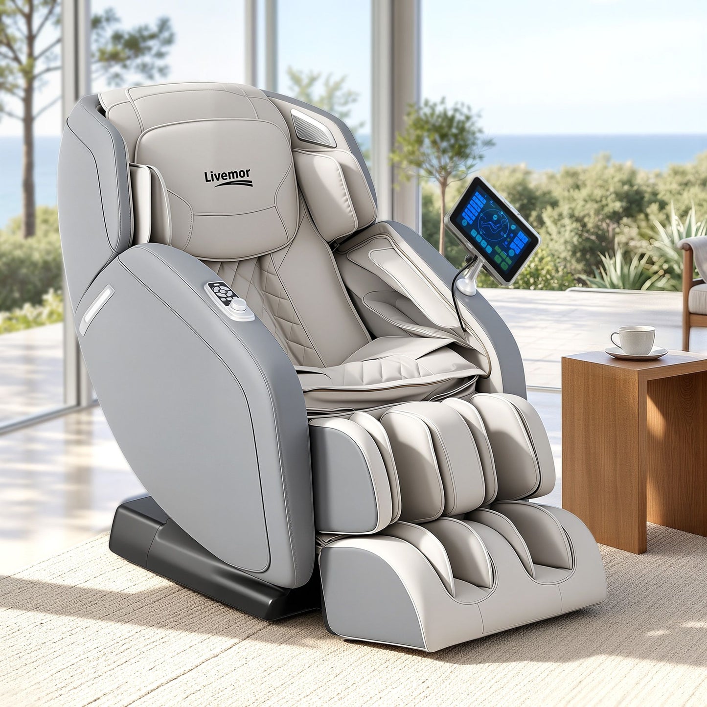 Livemor 4D Massage Chair SL-Track Zero Gravity 12 Programs 26 Airbags Bluetooth Grey