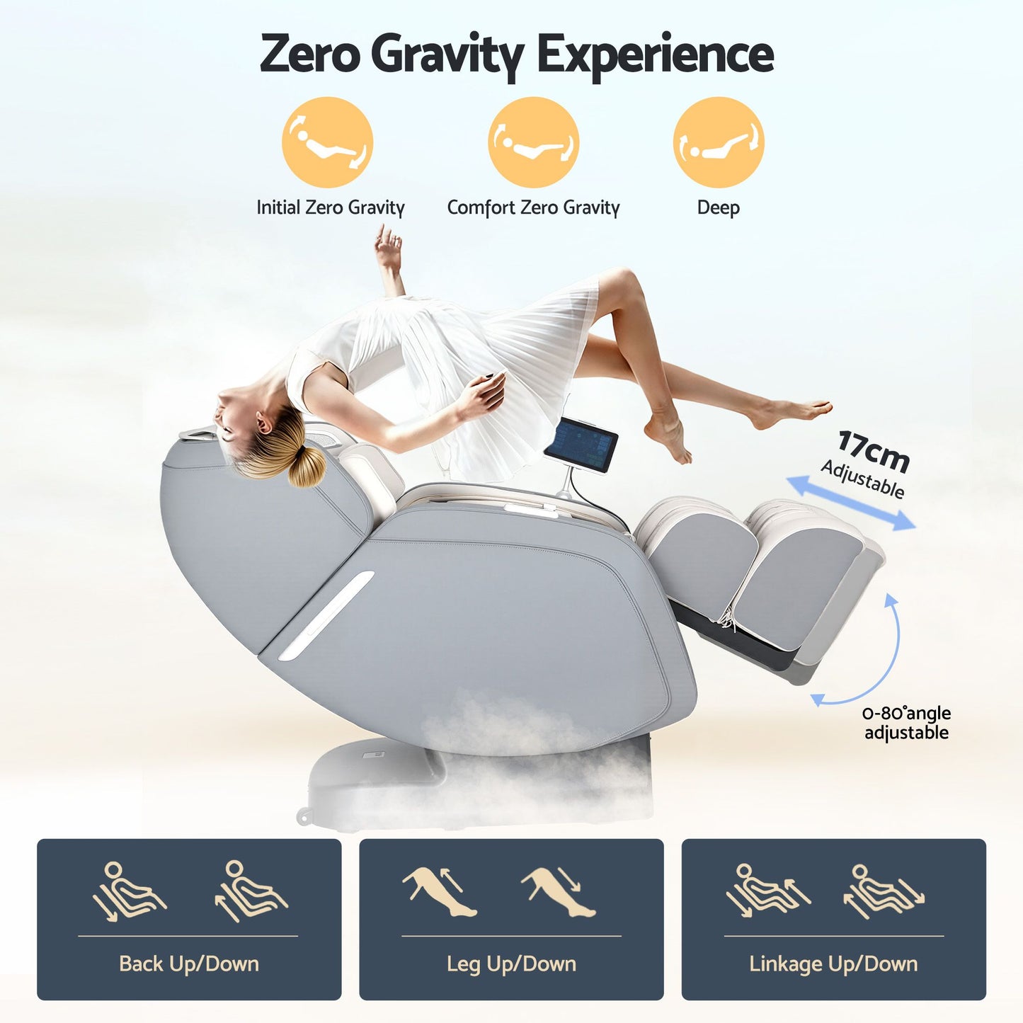 Livemor 4D Massage Chair SL-Track Zero Gravity 12 Programs 26 Airbags Bluetooth Grey