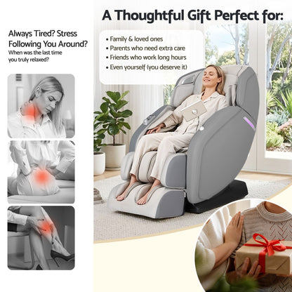 Livemor 4D Massage Chair SL-Track Zero Gravity 12 Programs 26 Airbags Bluetooth Grey