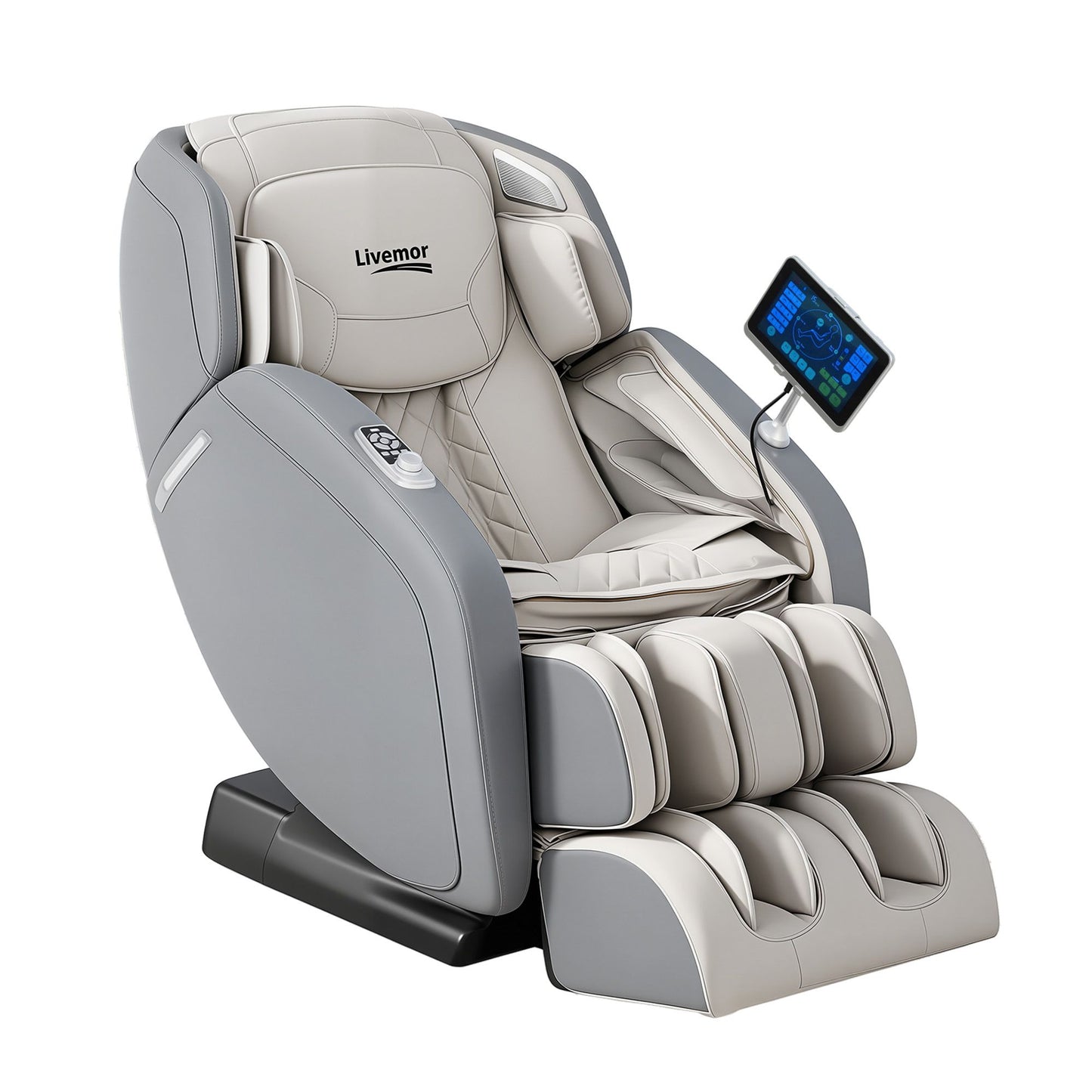 Livemor 4D Massage Chair SL-Track Zero Gravity 12 Programs 26 Airbags Bluetooth Grey