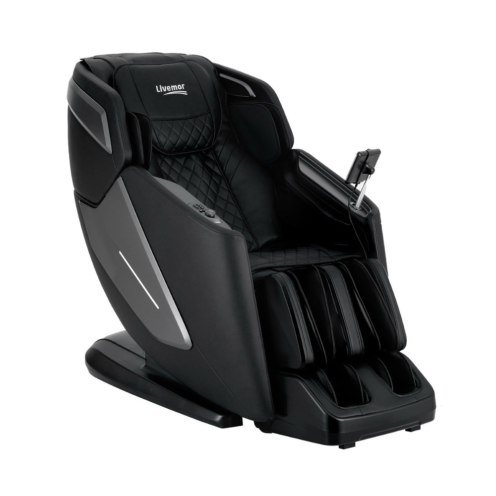 Livemor Reily 4D Massage Chair 135cm SL-Track Dual Roller Zero Gravity - Black