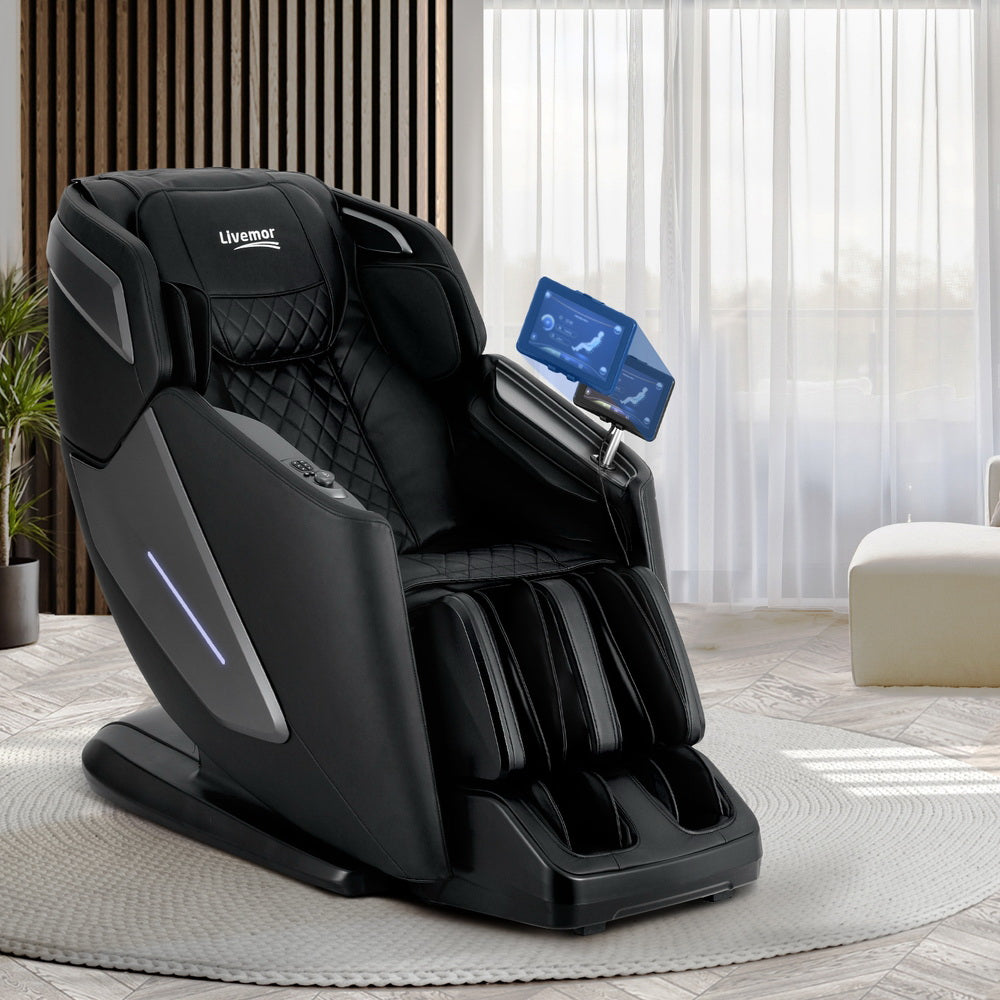 Livemor Reily 4D Massage Chair 135cm SL-Track Dual Roller Zero Gravity - Black