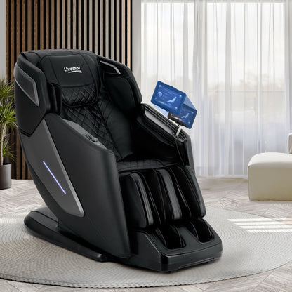 Livemor Reily 4D Massage Chair 135cm SL-Track Dual Roller Zero Gravity - Black