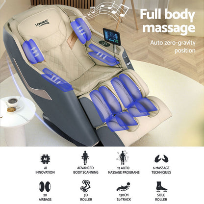 Livemor Opal 3D Massage Chair SL-Track Zero Gravity - Grey