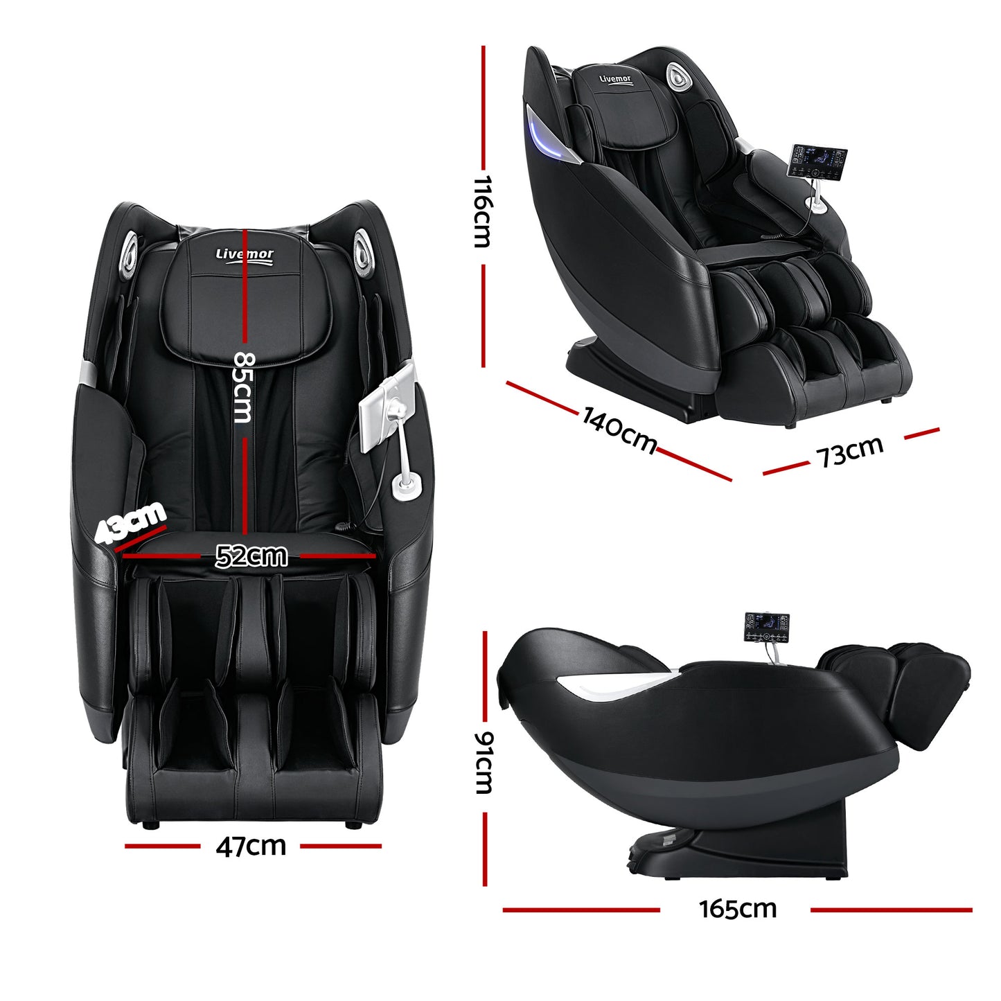 Livemor Flynn 3D Massage Chair SL-Track Zero Gravity - Black