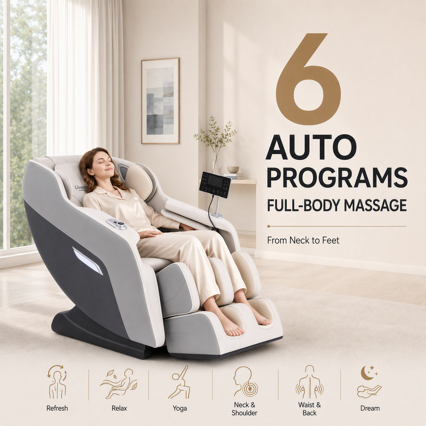 Livemor Brisa Massage Chair Zero Gravity 10-Roller - Grey