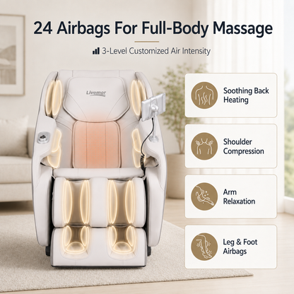 Livemor Brisa Massage Chair Zero Gravity 10-Roller - Grey