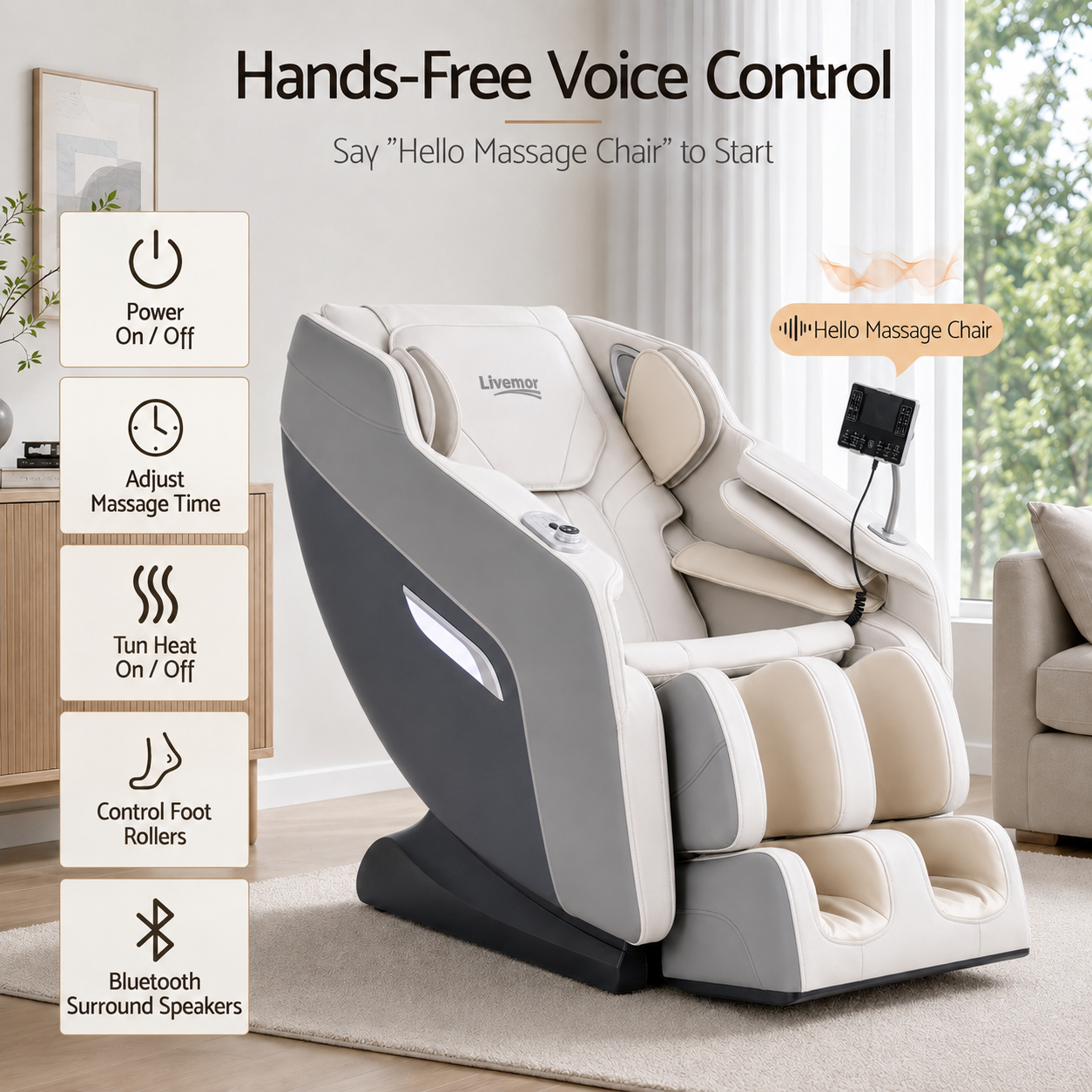 Livemor Brisa Massage Chair Zero Gravity 10-Roller - Grey