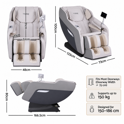 Livemor Brisa Massage Chair Zero Gravity 10-Roller - Grey