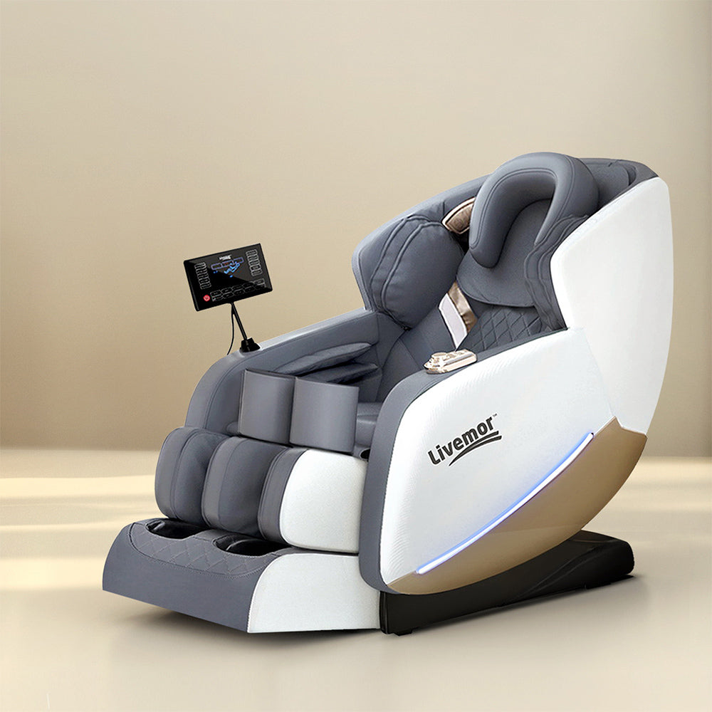 Livemor Beryl Massage Chair Zero Gravity 22 Airbags AI Voice Control Bluetooth Grey