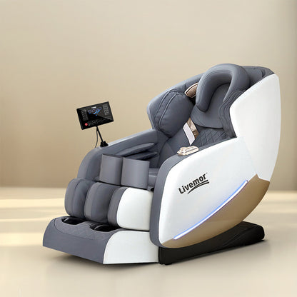 Livemor Beryl Massage Chair Zero Gravity 22 Airbags AI Voice Control Bluetooth Grey
