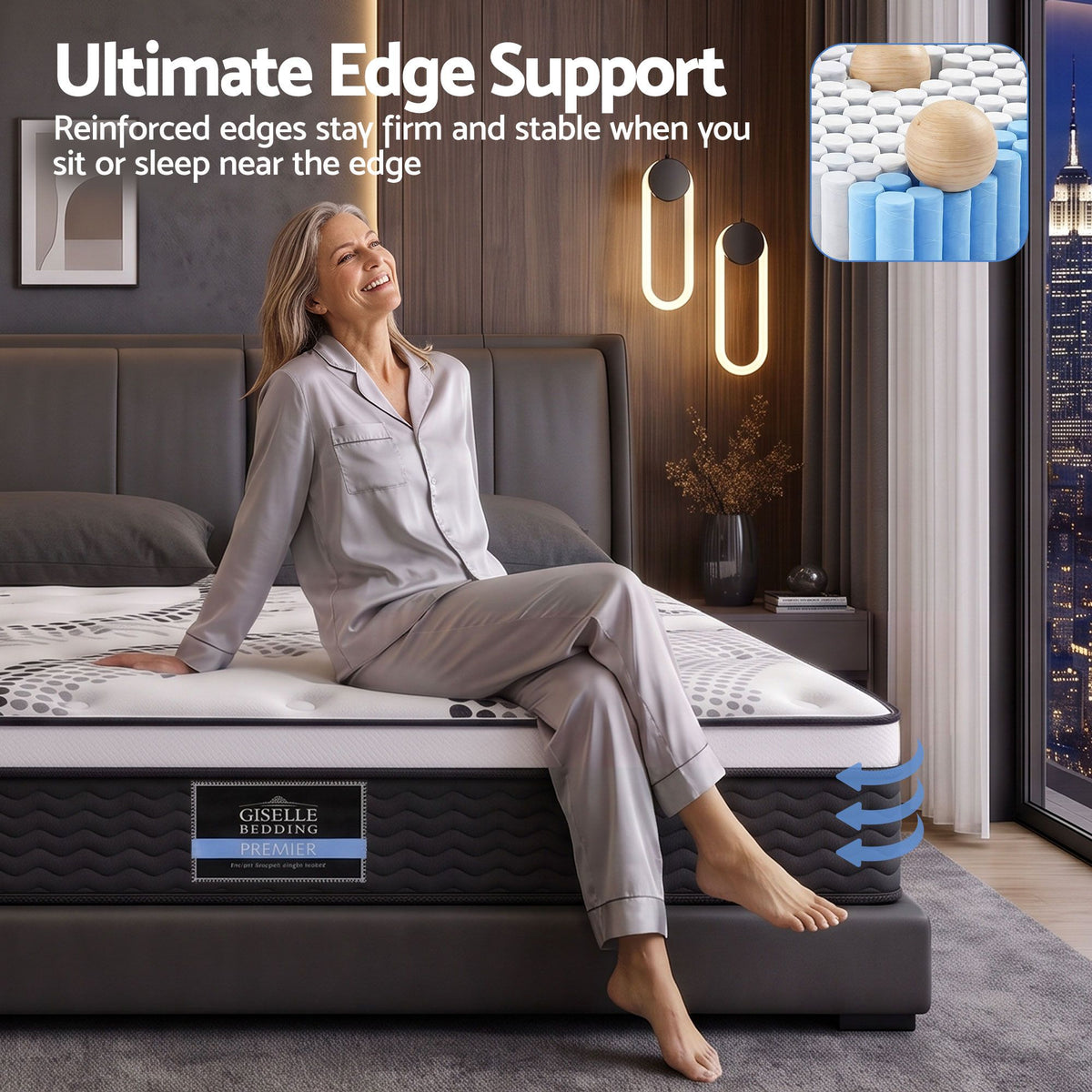 Giselle Como 32cm Euro Top Double Mattress - 5 Zone - view 8