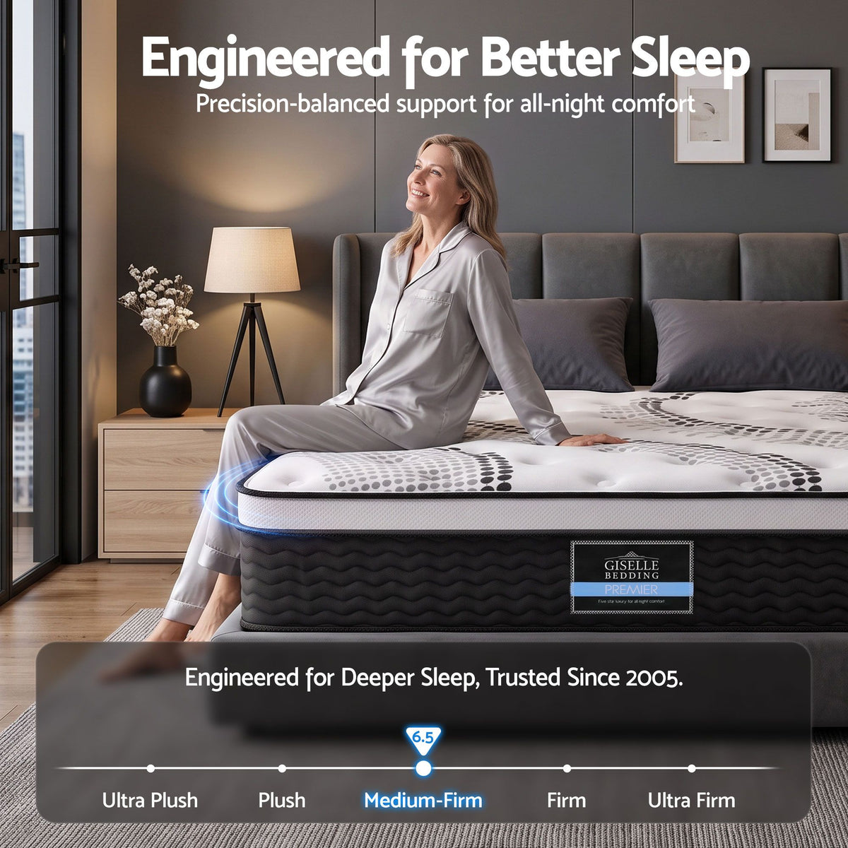 Giselle Como 32cm Euro Top Queen Mattress - 5 Zone - view 3
