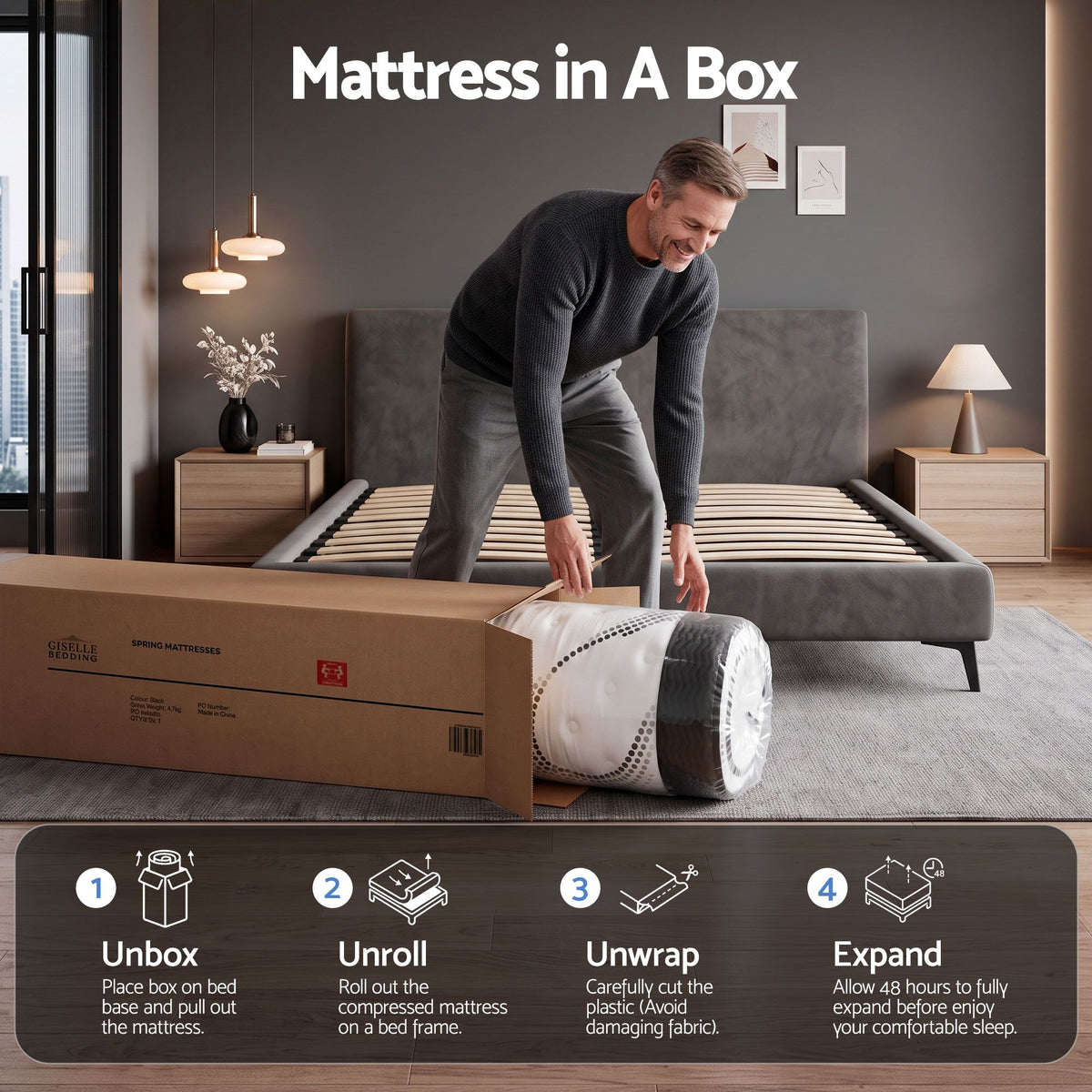Giselle Como 32cm Euro Top Queen Mattress - 5 Zone - view 9