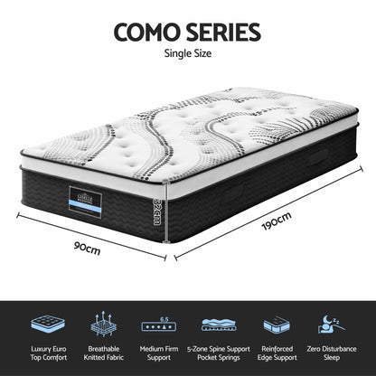 Giselle Como 32cm Euro Top Single Mattress - 5 Zone - view 2