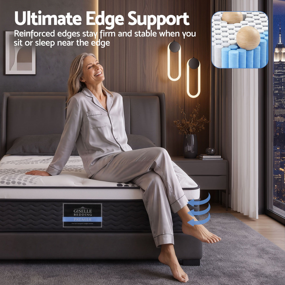 Giselle Como 32cm Euro Top Single Mattress - 5 Zone - view 8