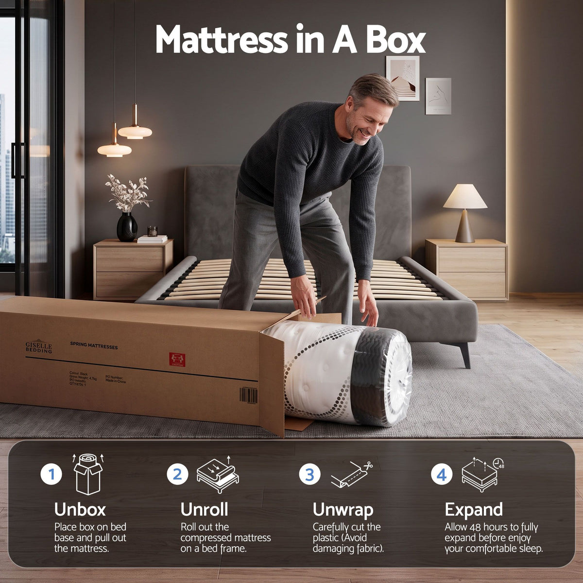 Giselle Como 32cm Euro Top Single Mattress - 5 Zone - view 9