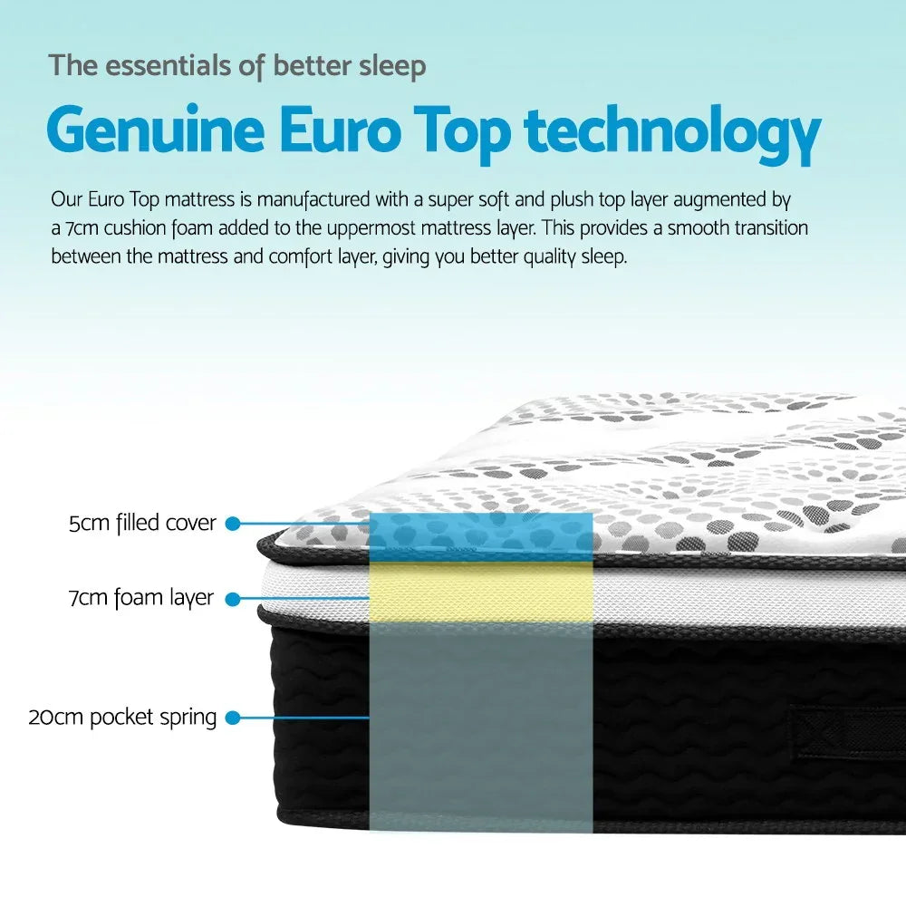 Giselle Bedding 32cm Mattress Euro Top Single - Stacks Warehouse