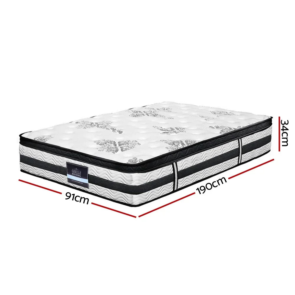 Giselle Bedding 34cm Mattress Euro Top Pocket Spring Single - Stacks Warehouse