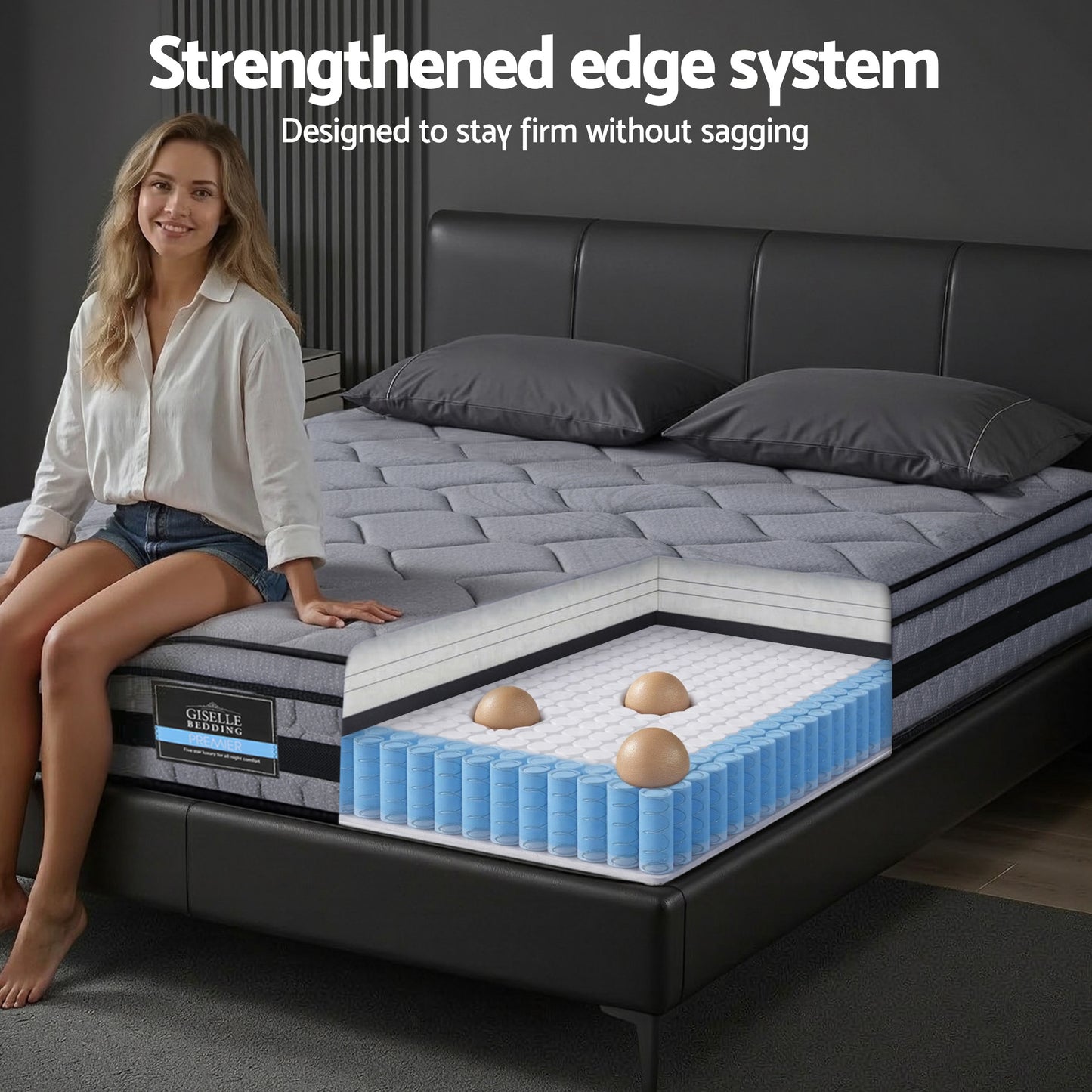Giselle Bedding TITAN 34cm Hybrid Pocket Spring Mattress | Queen