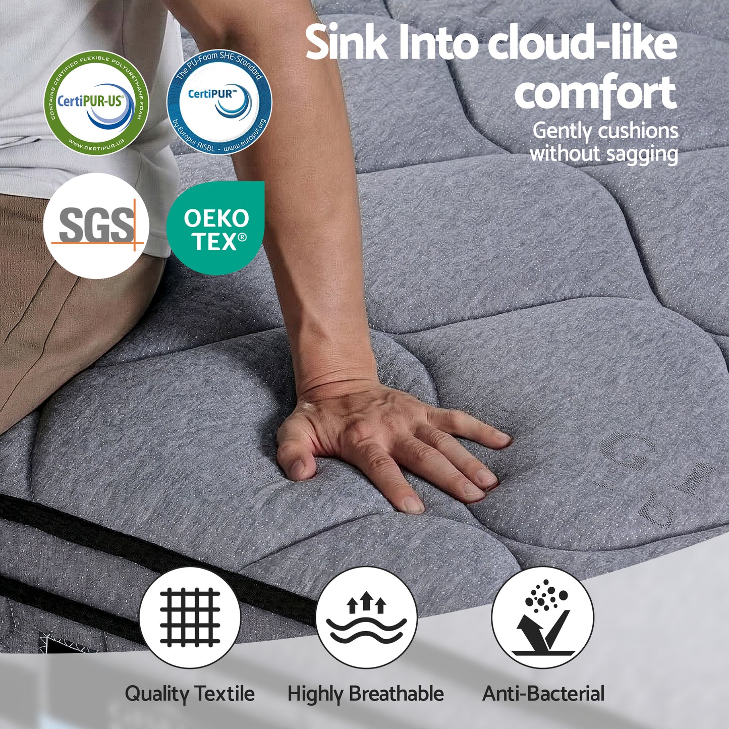Giselle Bedding TITAN 34cm Hybrid Pocket Spring Mattress | Queen