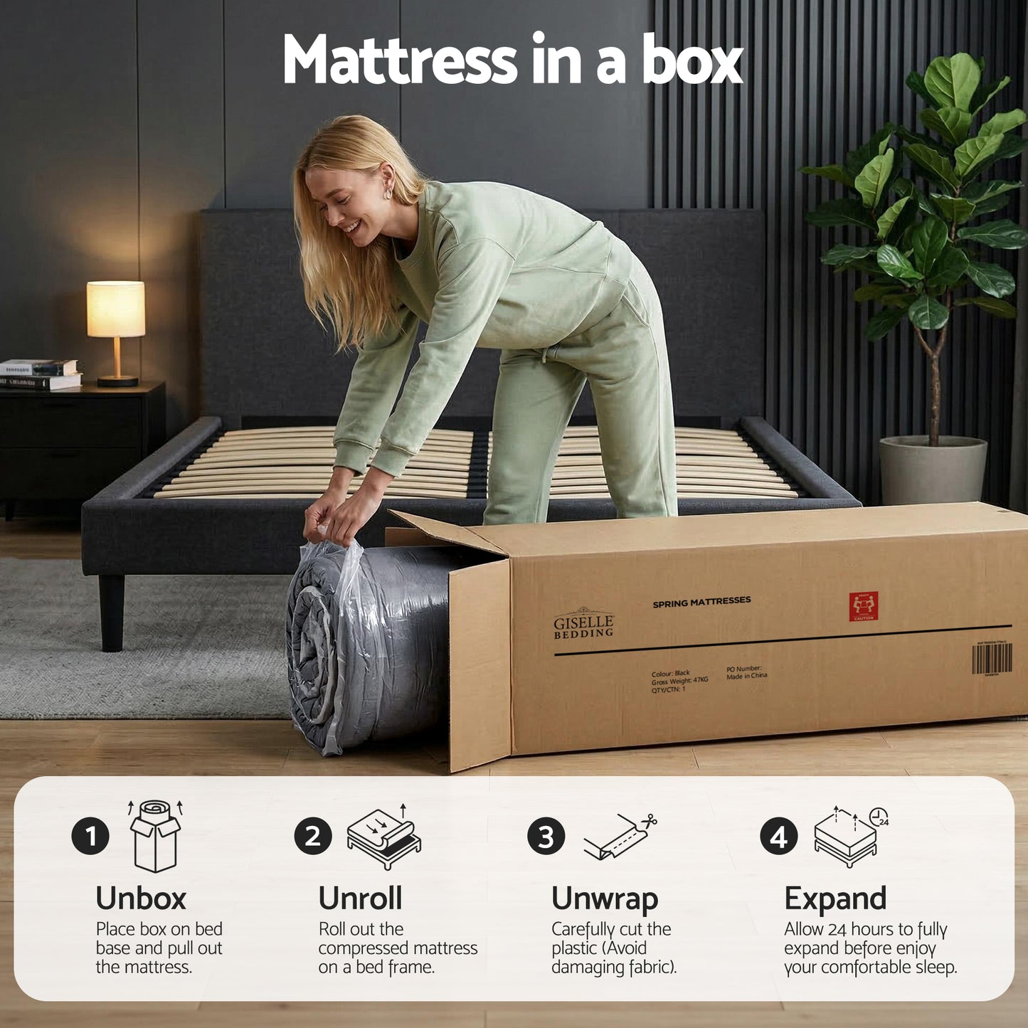 Giselle Bedding TITAN 34cm Hybrid Pocket Spring Mattress | Queen