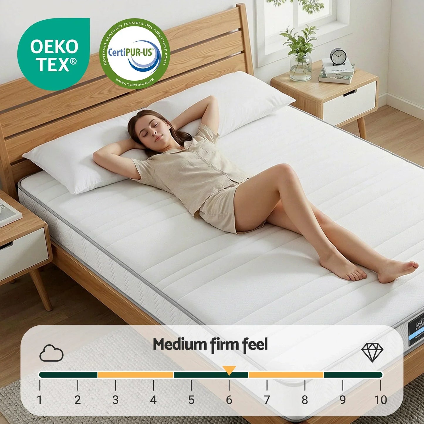 King Mattress 20cm Medium Firm Pocket Spring Egg-Crate Foam - Giselle