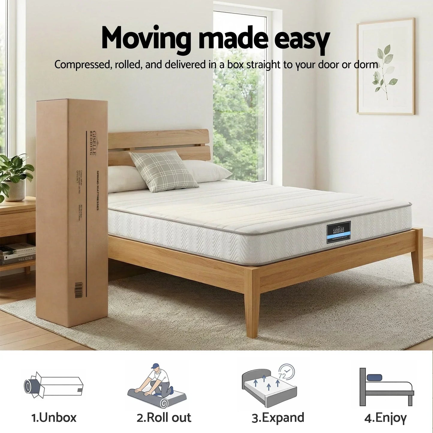 King Mattress 20cm Medium Firm Pocket Spring Egg-Crate Foam - Giselle