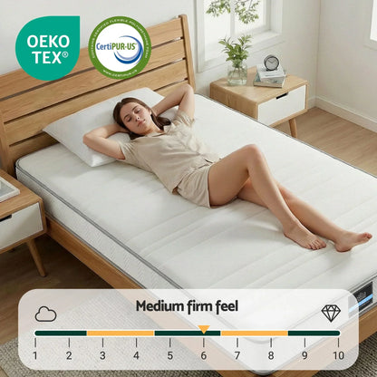 Single Mattress 20cm Medium Firm Pocket Spring Egg-Crate Foam - Giselle