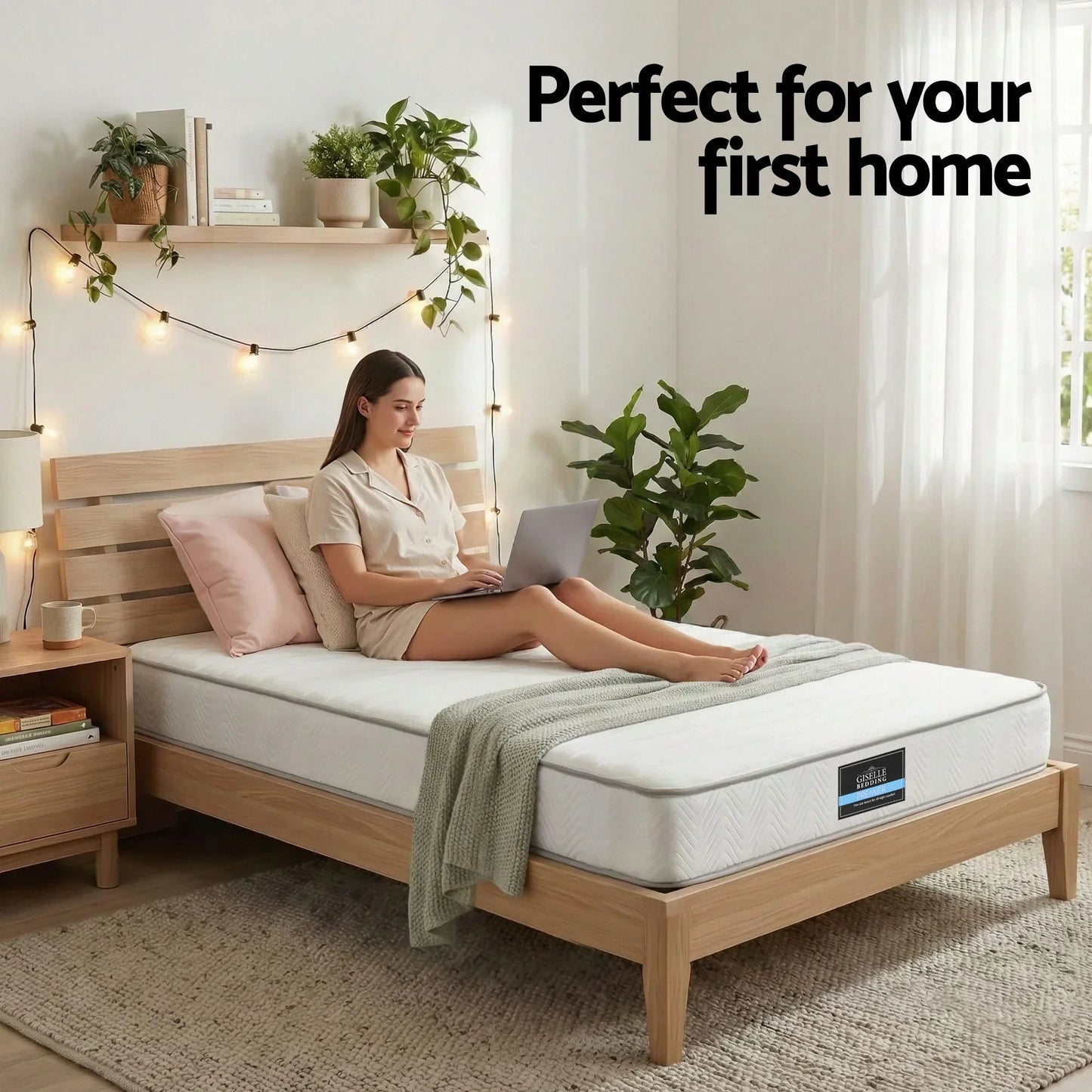 Single Mattress 20cm Medium Firm Pocket Spring Egg-Crate Foam - Giselle