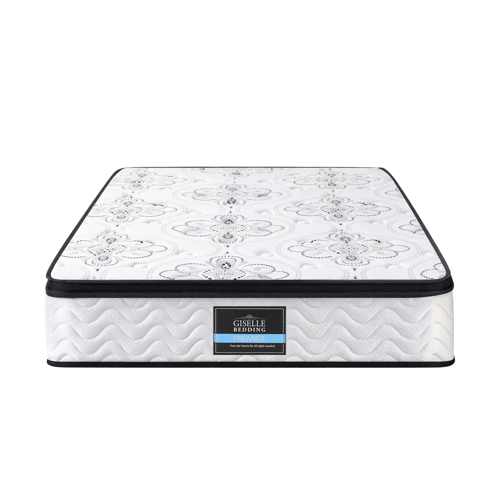 Giselle Bedding Premier mattress with floral quilted top, showcased on white background at Stacks Warehouse.
