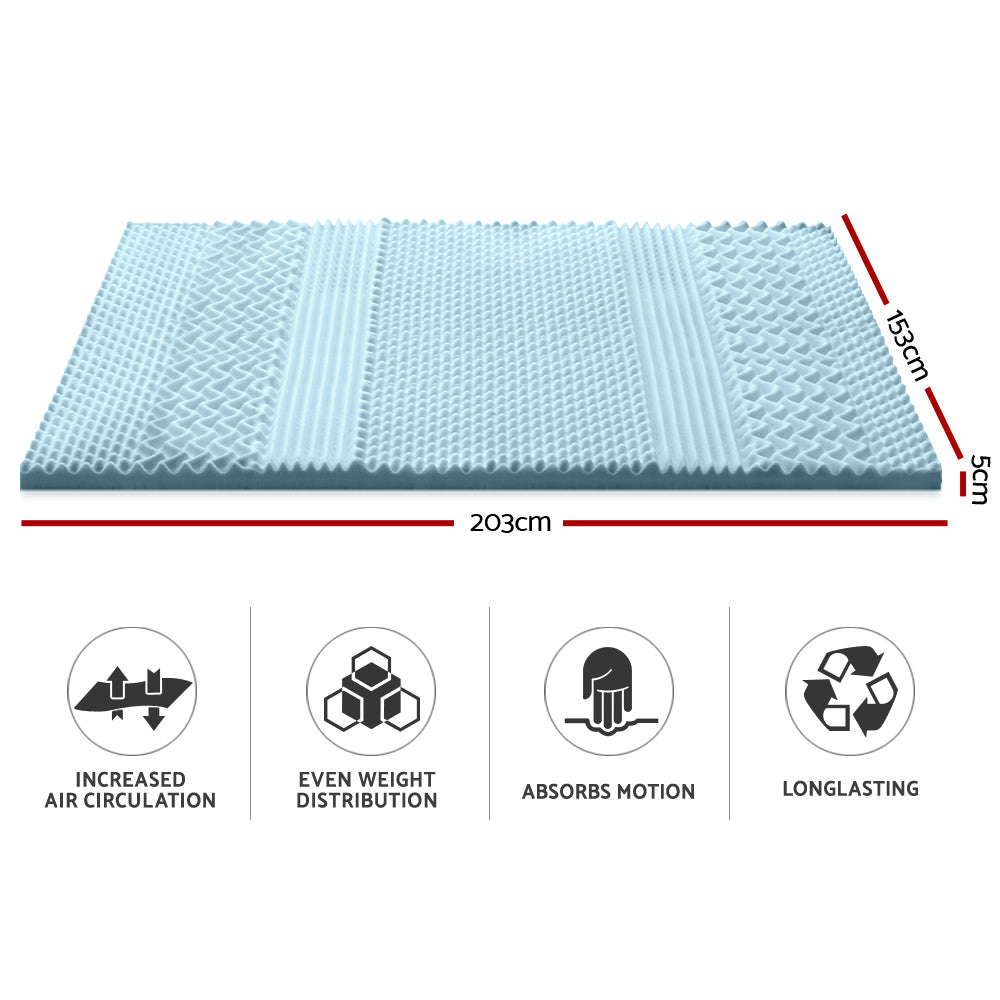 Giselle Bedding Queen Mattress Topper, 5cm 7-Zone Memory Foam